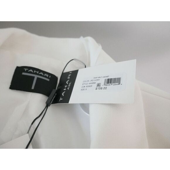 T Tahari Women's White Belted Sleeveless Blazer 6 - Picture 12 of 12